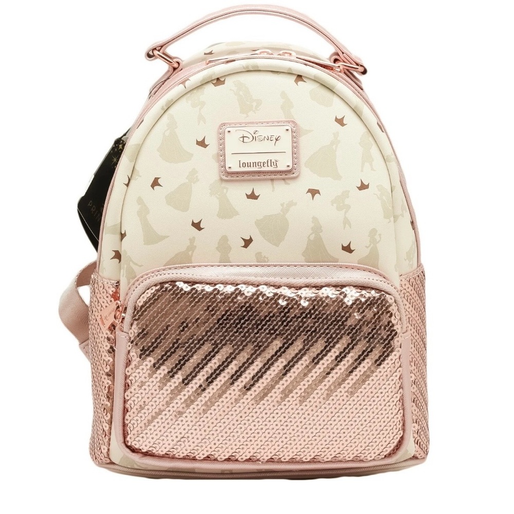 New With Tags Loungefly Disney Ultimate Princess Royalty Sequin Mini Backpack